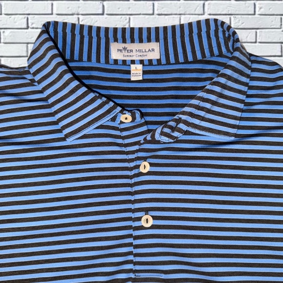 Peter Millar Summer Comfort Polo MF20EK04S Blue and Black Striped. Men’s Large - Picture 6 of 12